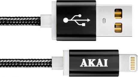 Дата-кабель Akai CE-604B USB 2.0 - 8-pin Apple Lighting Black