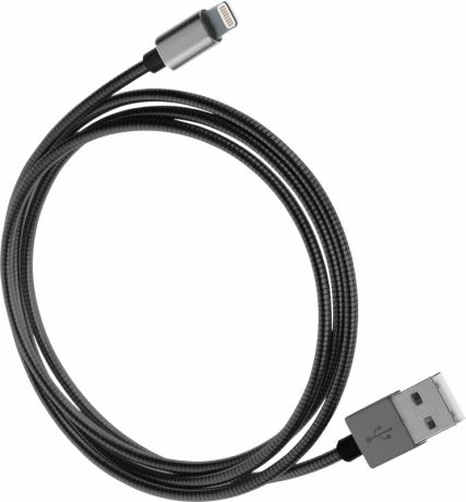 Дата-кабель Qumo 21745 разъем 8-pin Apple Lightning MFI 1м металлическая оплетка Black