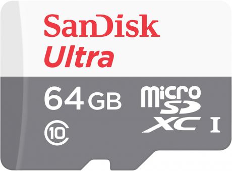 Карта памяти MicroSDXC SanDisk Ultra 64GB Class 10 с адаптером White-Grey