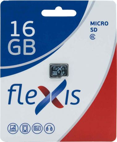 Карта памяти MicroSDHC FLEXIS 16Gb Class 6 без адаптера Black