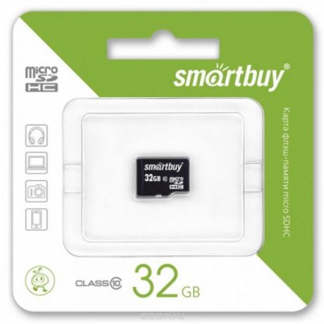 Карта памяти MicroSD Smartbuy 32Gb Class 10 без адаптера black
