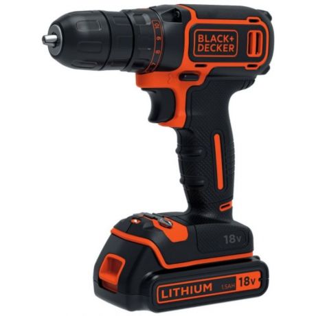 Аккумуляторная дрель-шуруповерт (18.0 В, 1.0 А·ч, Li-Ion, 2 АКБ) BLACK+DECKER BDCDC18K1B-QW BDCDC18K1B-QW