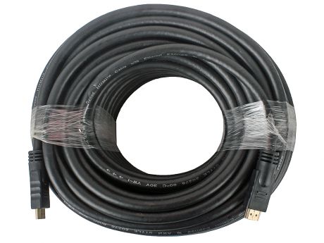 Кабель HDMI Gembird/Cablexpert, 30м, v1.4, 19M/19M, черный, позол.разъемы, экран, пакет CC-HDMI4-30M