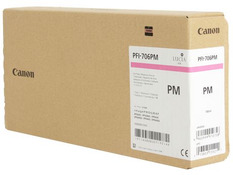 Картридж Canon PFI-706 PM для плоттера iPF8400S/8400/9400S/9400. Фото пурпурный. 700 мл.