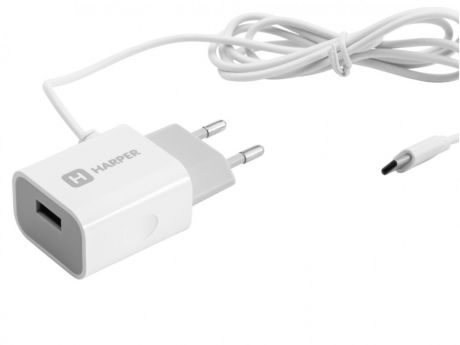 Сетевое зарядное устройство HARPER WCH-5118 WHITE 1xUSB 2.1A + кабель USB Type-C