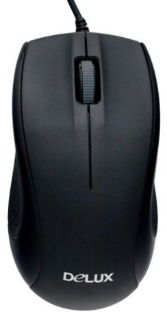 Мышь Delux M375 Black USB проводная, оптическая, 3 кнопки + колесо