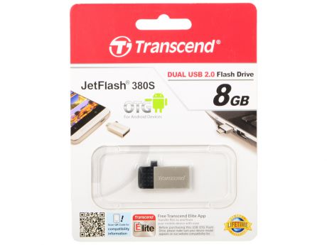 Флешка USB 8Gb Transcend Jetflash 380 TS8GJF380S серебристый USB 2.0