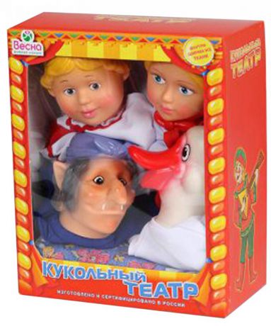 Кукольный театр ВЕСНА 4 персонажа с ширмой №3 В2931