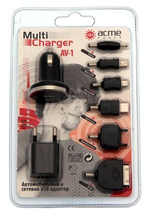 Автомобильный универсальный адаптер питания AcmePower AV-1 (11-13В, USB)