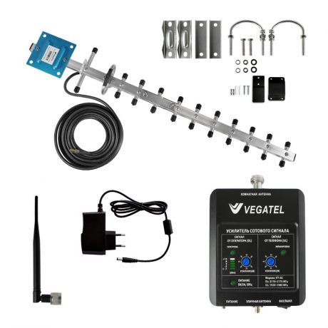 Усилитель сотовой связи VEGATEL VT-3G-kit (LED) (+ кронштейн для антенны в подарок!)