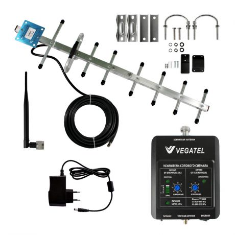 Усилитель сигнала сотовой связи GSM и интернета 3G для дачи VEGATEL VT-900E-kit (LED) (+ кронштейн для антенны в подарок!)