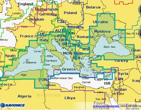 Карта Navionics Plus 43XG Средиземное море, Черное и Азовское моря