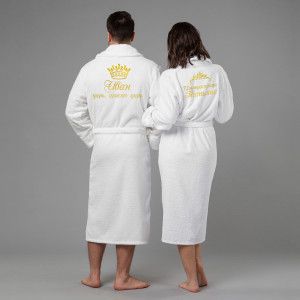 Комплект халатов с именной вышивкой "Царь и Императрица"(белые)