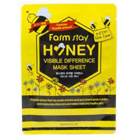 Тканевая маска для лица с экстрактом меда FarmStay Visible Difference Mask Sheet Honey, 23мл