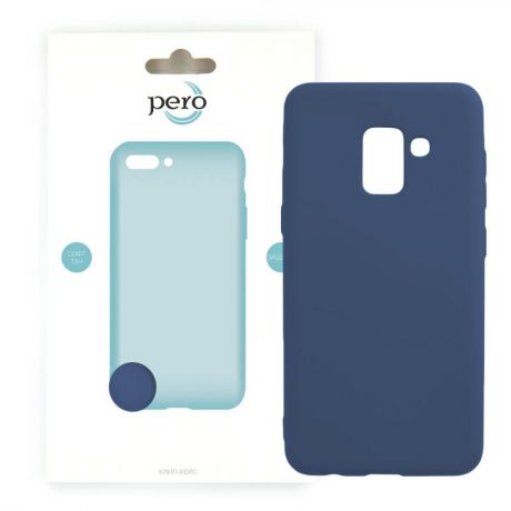 Клип-кейс PERO софт-тач для Samsung A8 Plus синий