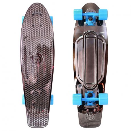 Скейтборд Y-SCOO Big Fishskateboard metallic 27" винил 68,6х19 с сумкой BLACK BRONZAT/blue