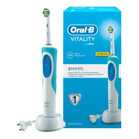 Зубная щетка электрическая Oral-B Vitality 3D White белый/голубой