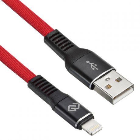 Кабель Digma USB A (m) Lightning (m) 1.2м красный плоский