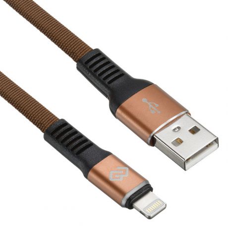 Кабель Digma USB A (m) Lightning (m) 3м коричневый плоский