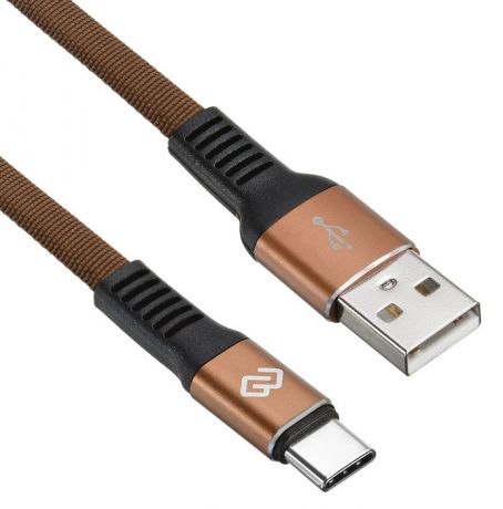 Кабель Digma USB A (m) USB Type-C (m) 0.15м коричневый плоский