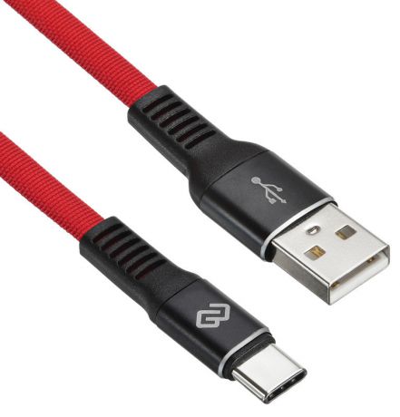 Кабель Digma USB A (m) USB Type-C (m) 1.2м красный плоский