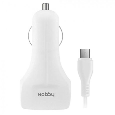 АЗУ Nobby Comfort 011-001 2USB 3.4А (2.1/1.2А) + кабель microUSB 1.2м, SoftTouch, белый