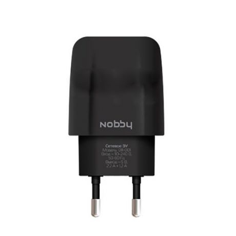 СЗУ Nobby Comfort 011-001 2USB 3.4А (2.1/1.2А) + кабель microUSB 1.2м, SoftTouch, черный
