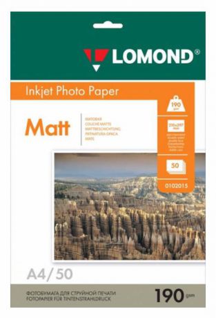 Бумага Lomond 0102015 A4/190г/м2/50л./белый матовое для струйной печати