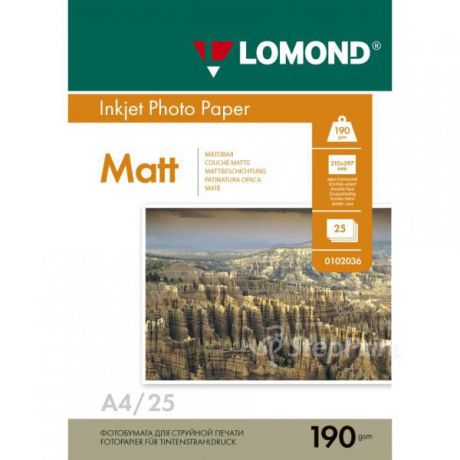 Бумага Lomond 0102036 A4/190г/м2/25л./белый матовое для струйной печати