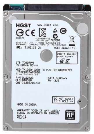 Жесткий диск HDD HGST SATA Mobile 1Tb (HTS721010A9E630)