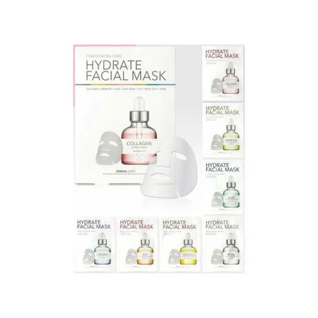 Набор тканевых масок для лица Dermal 7 Days Facial Care Hydrate Facial Mask, 7 шт