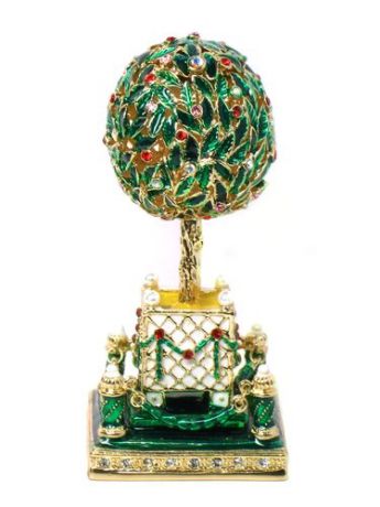 Сувенир, АКМ, Faberge Яйцо Дерево 8см цв.зеленый HJD1153