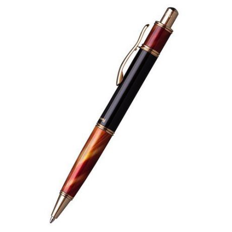 Ручка, подарочная, Manzoni/Манзони, Perugia, металл, янтарь,черная, золото, шариковая, в футляре