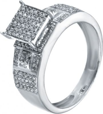 Кольцо с бриллиантами из серебра