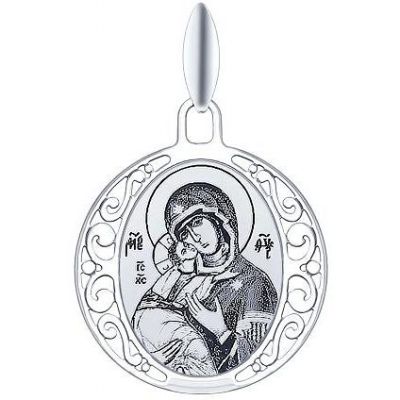 Подвеска-иконка "Божья Матерь Владимирская" из серебра
