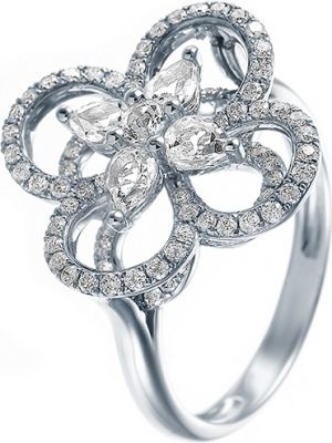 Кольцо с топазами и бриллиантами из белого золота