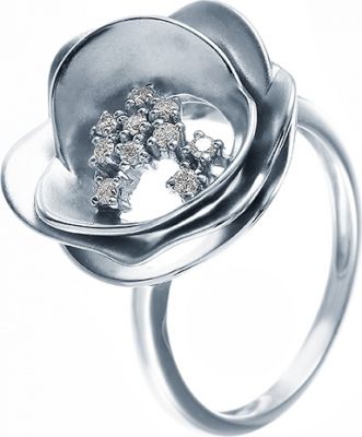 Кольцо с 10 бриллиантами из белого золота