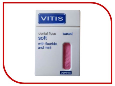 Зубная нить Dentaid Vitis Waxed Dental Floss with Fluoride and Mint 50m Pink
