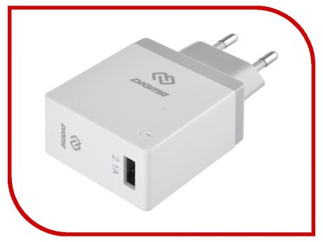 Зарядное устройство Digma USB 2.1A White DGWC-1U-2.1A-WG