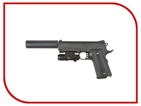 Страйкбольный пистолет Galaxy G.25A Colt 1911 PD Rail с глушителем и ЛЦУ