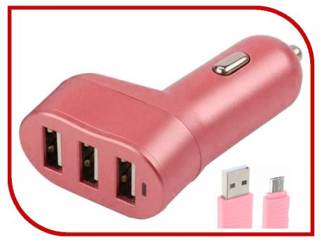 Зарядное устройство Earldom ES-150 3xUSB 5.8A + MicroUSB Pink