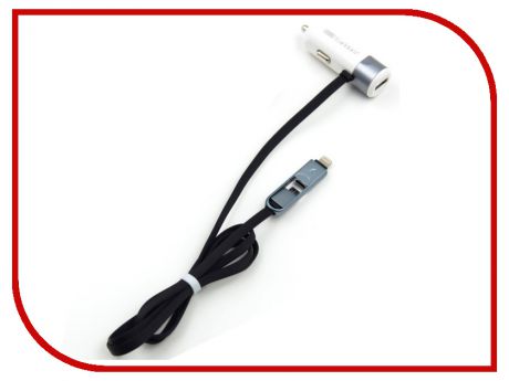 Зарядное устройство Earldom ES-157 USB 3.4A + MicroUSB/Lightning White-Black