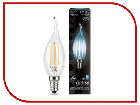 Лампочка Gauss LED Filament Candle Tailed Dimmable E14 5W 4100K 104801205-D