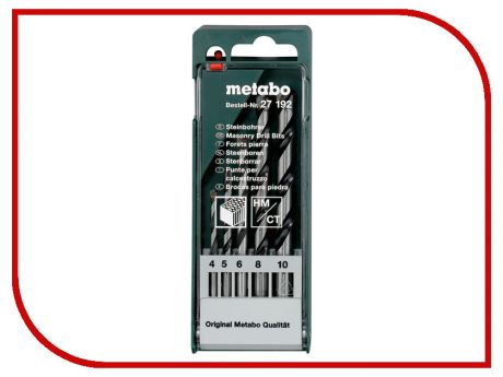 Набор сверл Metabo HM по камню 4-10mm 5шт 627192000