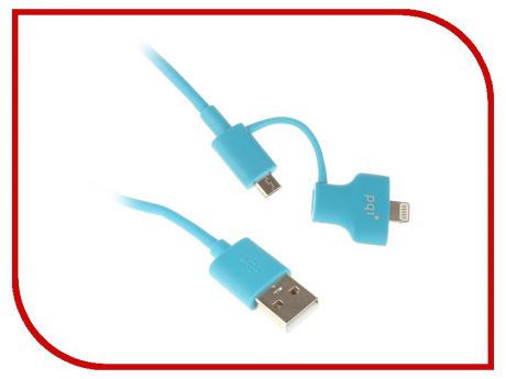 Аксессуар PQI USB to Lightning/MicroUSB 90cm для iPhone/iPad/iPod Blue PQI-iCABLE-DuPlug90-BL