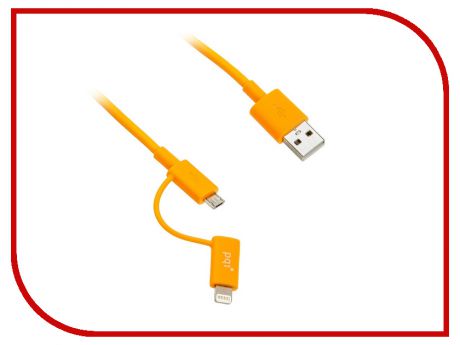 Аксессуар PQI USB to Lightning/MicroUSB 90cm для iPhone/iPad/iPod Orange PQI-iCABLE-DuPlug90-OR