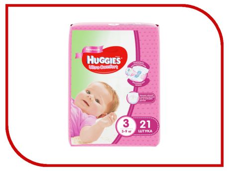 Подгузники Huggies Ultra Comfort 3 5-9кг 21шт для девочек