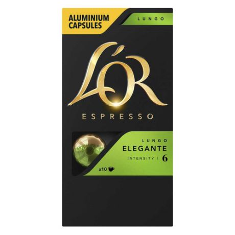 Кофе капсульный LOR Espresso Lungo Elegante, капсулы, совместимые с кофемашинами NESPRESSO®, 52грамм