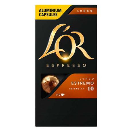 Кофе капсульный LOR Espresso Lungo Estremo, капсулы, совместимые с кофемашинами NESPRESSO®, 52грамм