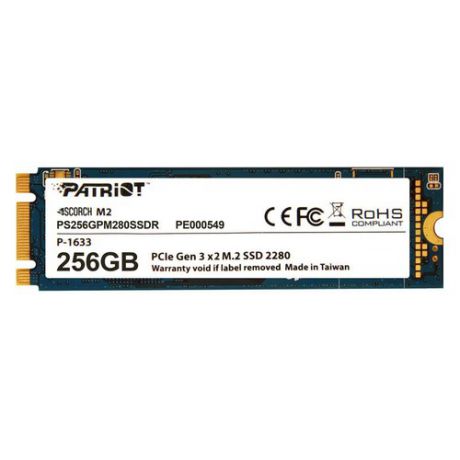SSD накопитель PATRIOT Scorch PS256GPM280SSDR 256Гб, M.2 2280, PCI-E x2, NVMe